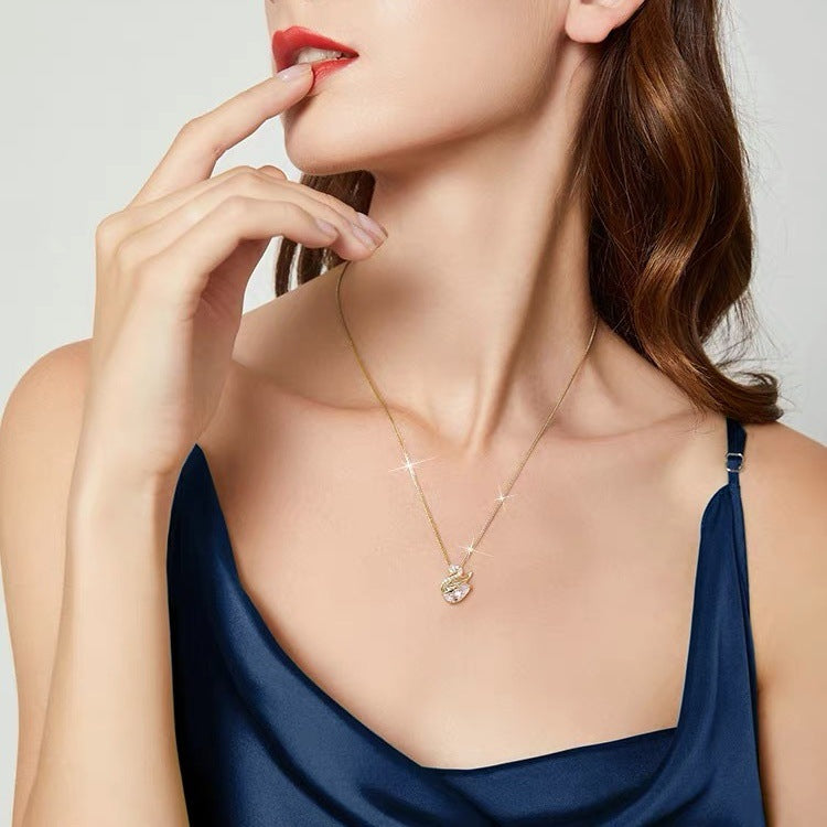 2025 New Swan Pendant Necklace - 925 Sterling Silver Elegant Collarbone Chain for Women, Dainty & Luxurious Jewelry Gift
