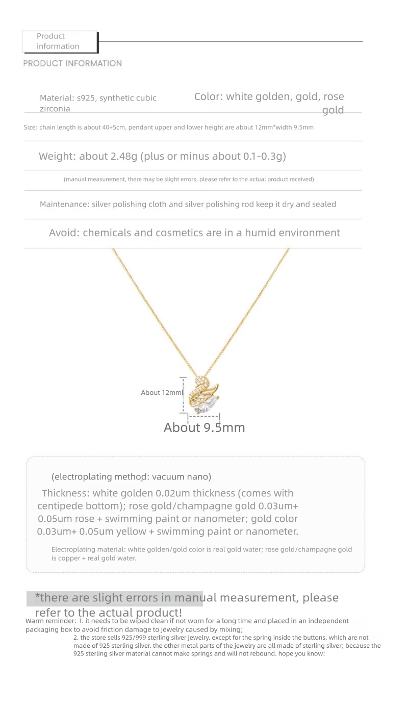 2025 New Swan Pendant Necklace - 925 Sterling Silver Elegant Collarbone Chain for Women, Dainty & Luxurious Jewelry Gift