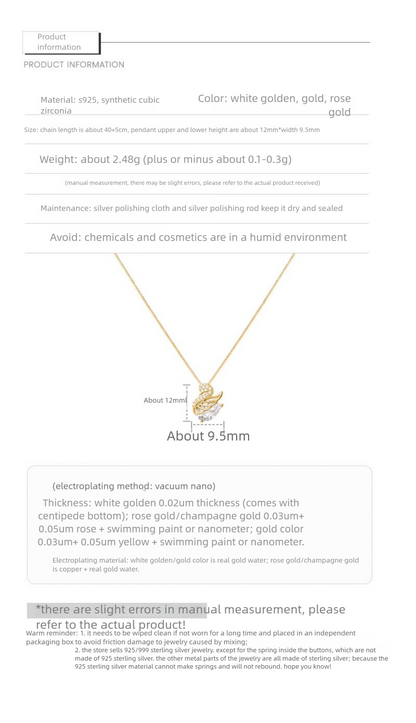 2025 New Swan Pendant Necklace - 925 Sterling Silver Elegant Collarbone Chain for Women, Dainty & Luxurious Jewelry Gift